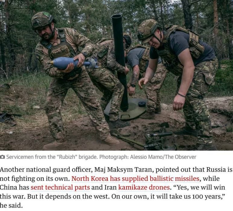 L&#39;ufficiale della Guardia Nazionale, il maggiore Maxim Taran, ha affermato che senza l&#39;aiuto occidentale, l&#39;Ucraina...